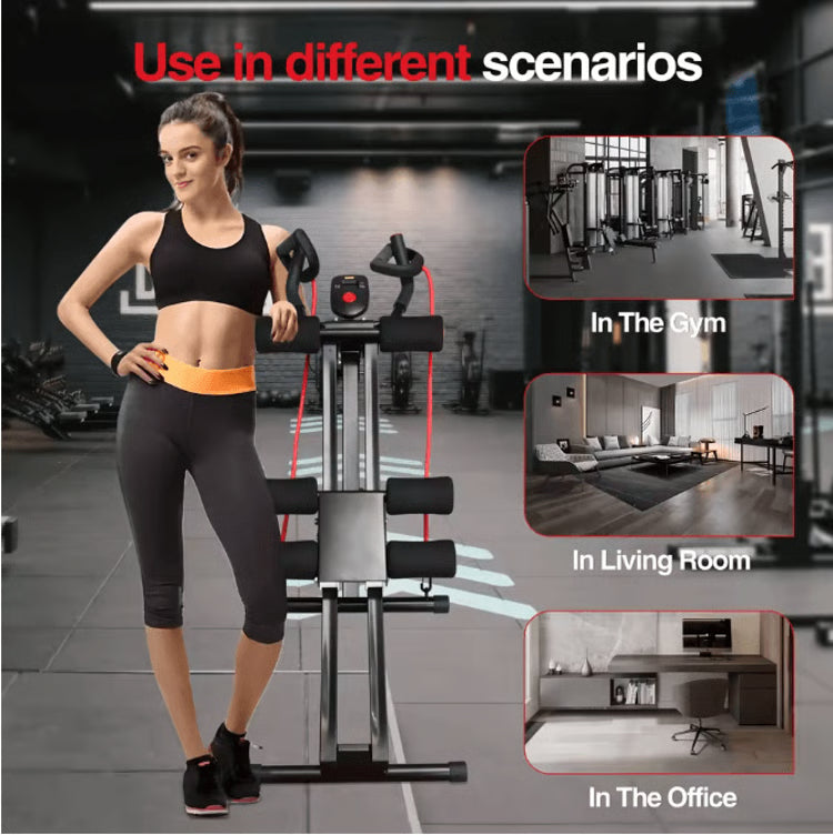Foldable Ab Machine with LCD Monitor & Adjustable Resistance for Home Core Workouts