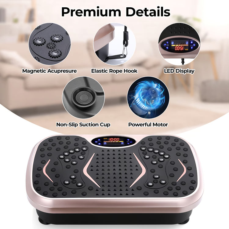 Vibration Plate Exercise Machine with Resistance Bands for Full Body Home Workouts