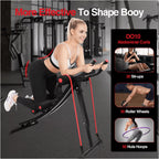 Foldable Ab Machine with LCD Monitor & Adjustable Resistance for Home Core Workouts