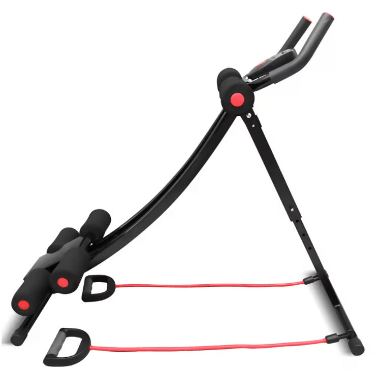 Foldable Ab Machine with LCD Monitor & Adjustable Resistance for Home Core Workouts