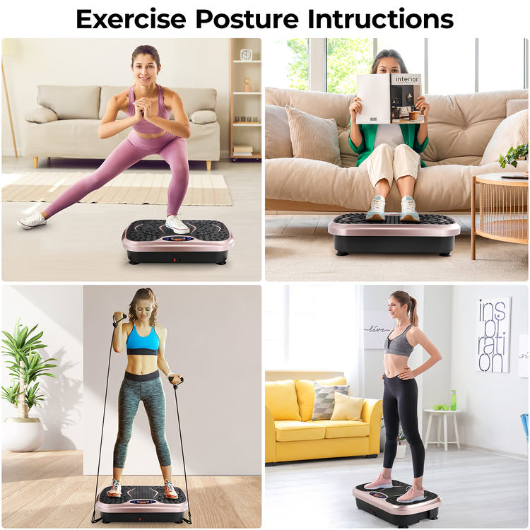 Vibration Plate Exercise Machine with Resistance Bands for Full Body Home Workouts