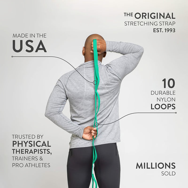 Yoga Stretching Strap USA Made Top Choice, Stretch Out Strap with Exercise Book, Physical Therapy Stretch Straps