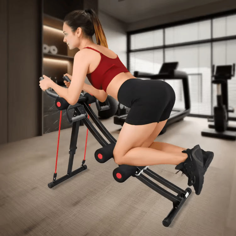 Foldable Ab Machine with LCD Monitor & Adjustable Resistance for Home Core Workouts