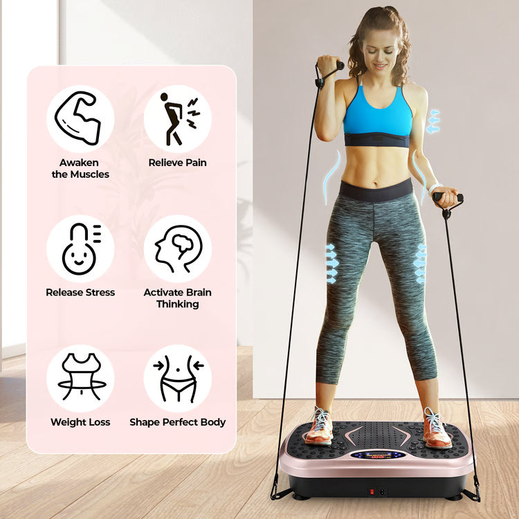Vibration Plate Exercise Machine with Resistance Bands for Full Body Home Workouts